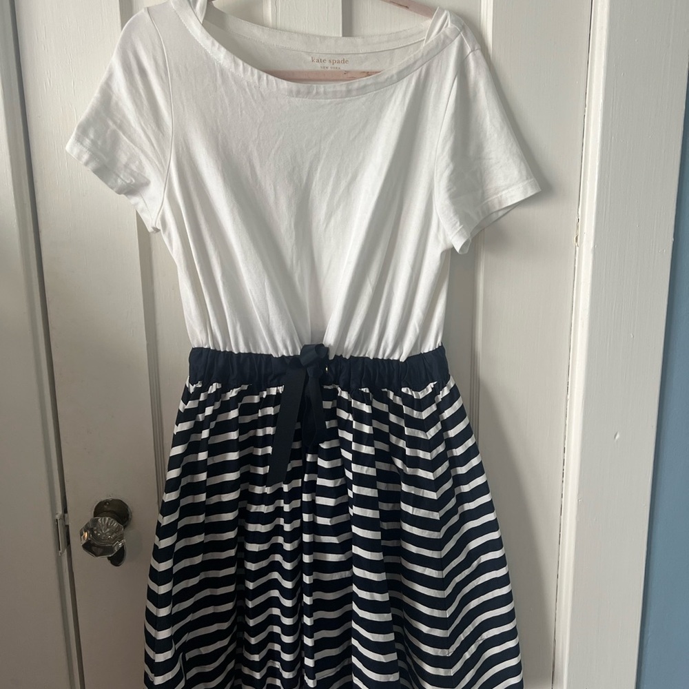 Kate Spade  White and Navy Striped Dress